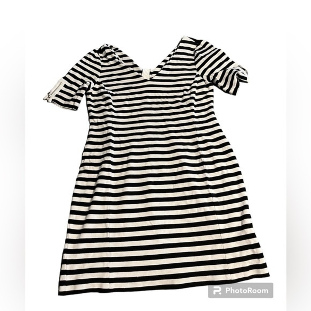 BANANA REPUBLIC Black/White Ponte Knit Dress Size‎ 14